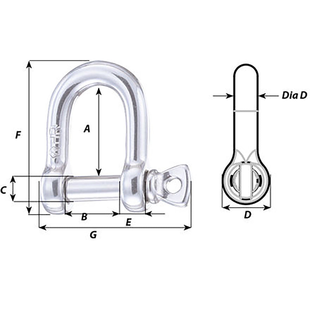 Wichard Marine HR D Shackle, 16mm Diameter, 17.4 PH Stainless Steel