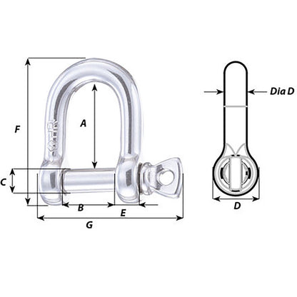 Wichard HR D Shackle, 20mm, High-Resistance 17.4 PH Stainless Steel