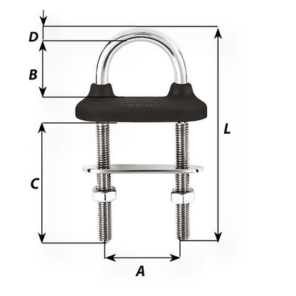 Wichard Watertight U-Bolt, 12mm Diameter, 316L Stainless Steel