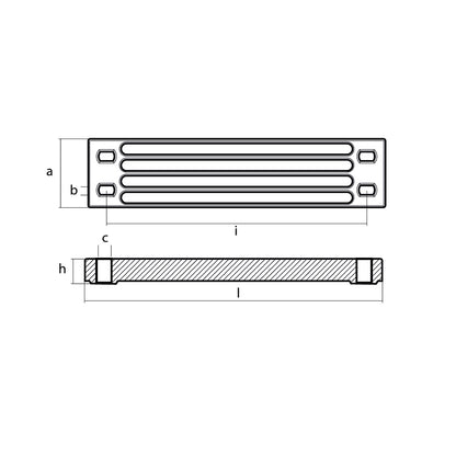 Tecnoseal Aluminum Yamaha Bar Anode, 7.91" Length – 200-300 HP Engine Bracket