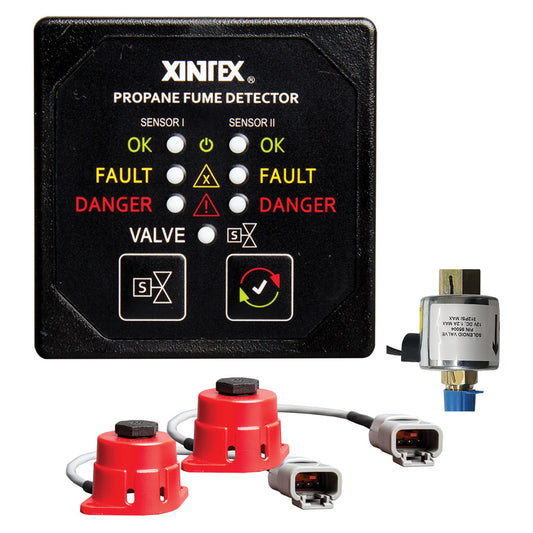 Fireboy-Xintex Propane Fume Detector, 2 Channel, 2 Sensors, Solenoid Valve & Control & 20' Cable - 24V DC