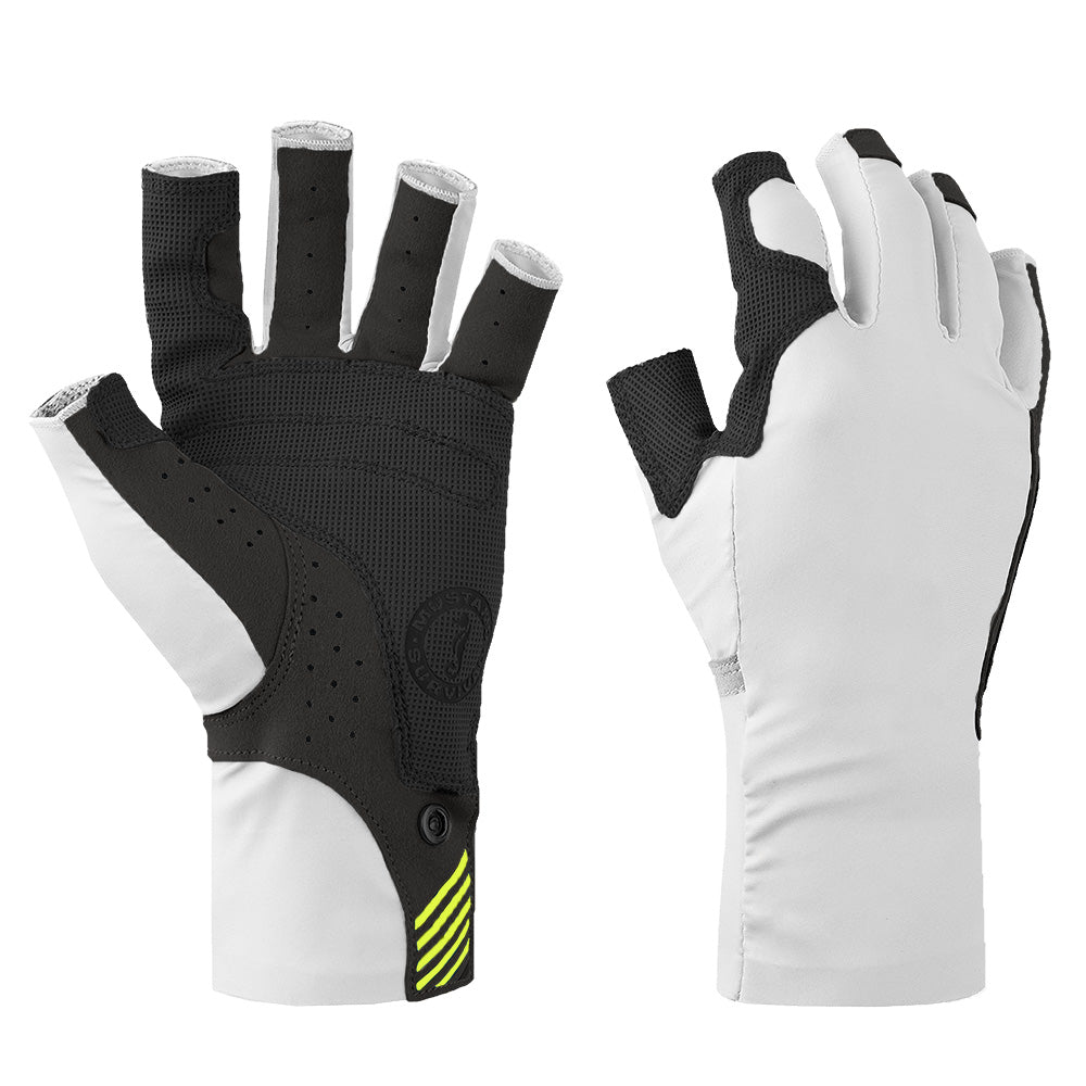 Mustang Survival Traction UV Open Finger Gloves, UPF 50 – White/Black XL