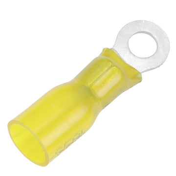 Pacer TE10-8R-100 Heat Shrink Ring Terminal, 12-10 AWG, #8 Stud, Yellow