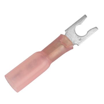 Pacer Heat Shrink Locking Flanged Spade Terminal, #8 Stud, 22-18 AWG, Red