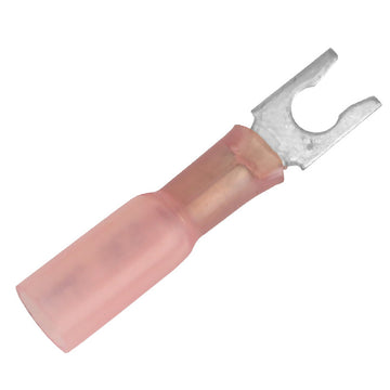 Pacer Heat Shrink Locking Fork Terminal, 22-18 AWG, #8 Stud, 100-Pack