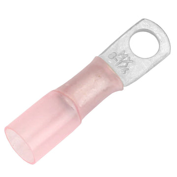 Pacer 8 AWG Heat Shrink Ring Terminal, Pink, 1/4" Stud, 25-Pack