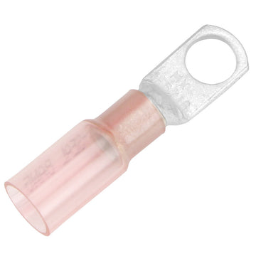 Pacer 8 AWG Heat Shrink Ring Terminal, 5/16" Stud, Pink (25-Pack)
