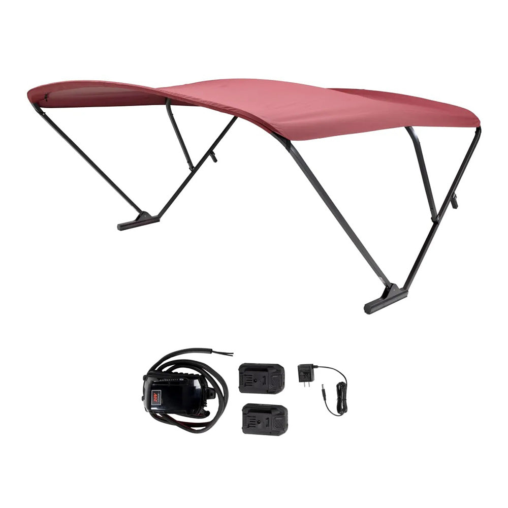 SureShade 10ft Battery-Powered Pontoon Bimini Top, Black Anodized/Burgundy