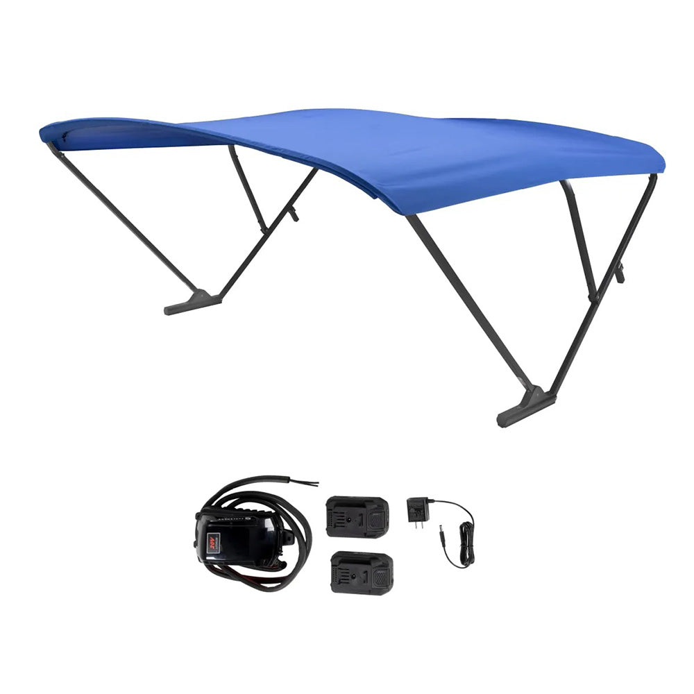 SureShade Battery Powered Pontoon Bimini Top, Black Anodized, Pacific Blue, 10ft