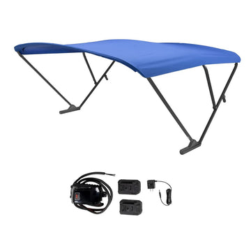SureShade Battery Powered Pontoon Bimini Top, Black Anodized, Pacific Blue, 10ft
