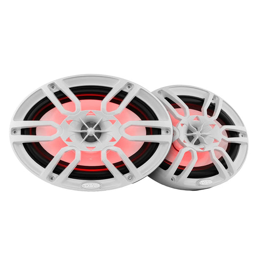 DS18 HYDRO 6 in. x 9 in. 2-Way Marine Speakers with Integrated RGB LED Lights, Pair