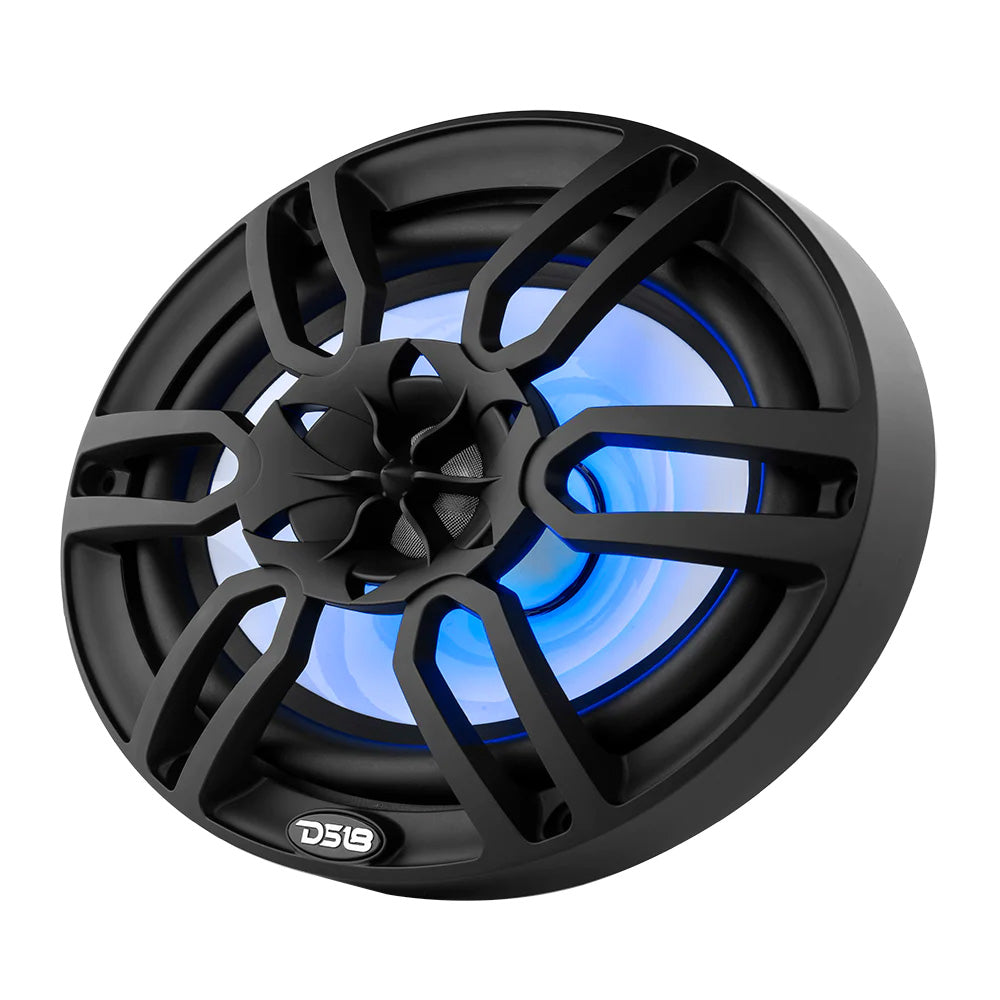 DS18 NXL-69/BK 6 in. x 9 in. 2-Way Marine Coaxial Speakers with RGB LED Lights, Pair