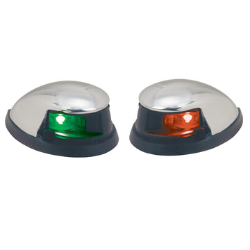 Perko Horizontal Mount Red and Green Side Navigation Lights, Chrome-Plated Zinc, Pair