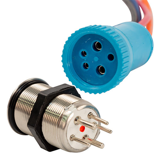 Bluewater 22mm Push Button Switch - Off/(On) Momentary Contact - Blue/Red LED