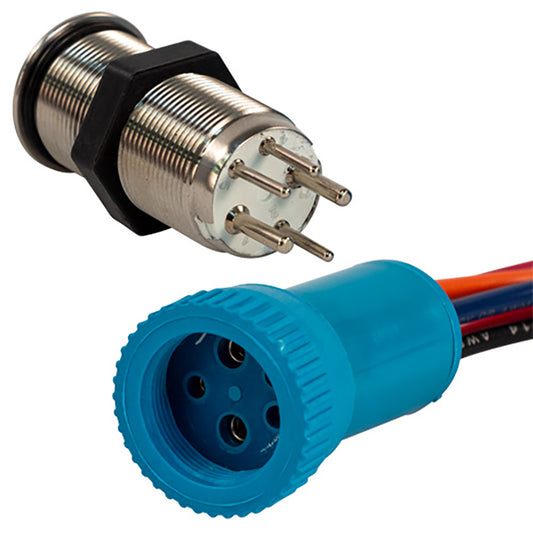 Bluewater 19mm Push Button Switch - Off/On Contact - Blue/Red LED