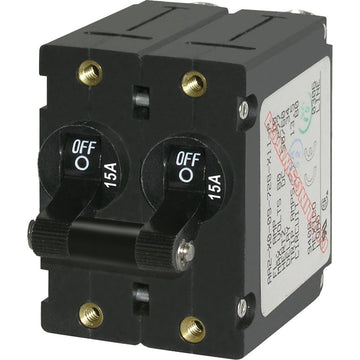 Blue Sea Systems A-Series Double Pole Circuit Breaker, 15A