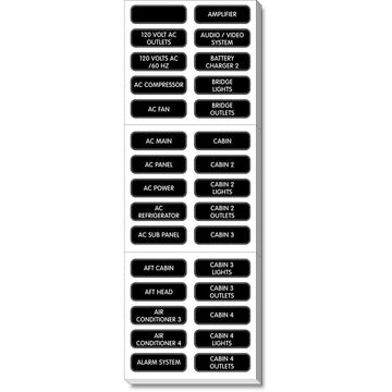 Blue Sea Systems AC Panel Extended 120 Label Set, Weatherproof