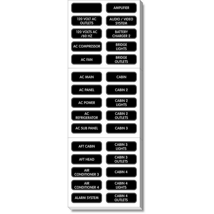 Blue Sea Systems 8067 AC Panel Extended Label Set, 120 Count