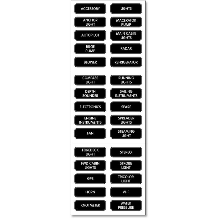 Blue Sea Systems 8030 DC Panel Basic 30-Label Set