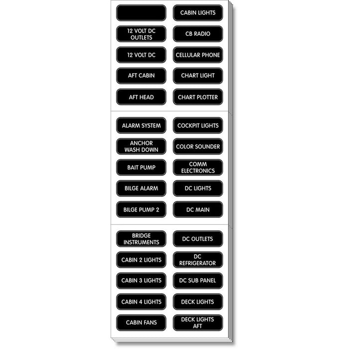 Blue Sea Systems 8039 DC Panel Extended Label Set, 120 Count