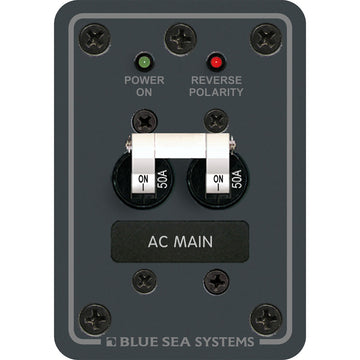 Blue Sea Systems AC Main Circuit Breaker Panel, 120V AC 50A – White Toggle