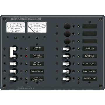 Blue Sea Systems AC Main + 11 Position Toggle Circuit Breaker Panel, 120V AC