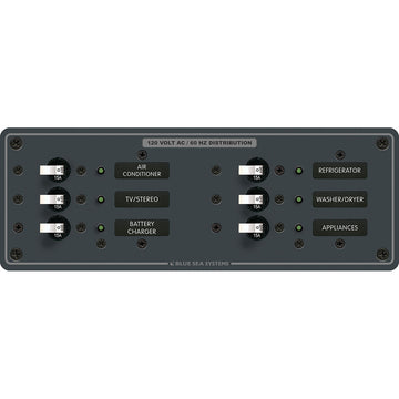 Blue Sea Systems 8097 AC 6 Position Toggle Circuit Breaker Panel, 120V AC