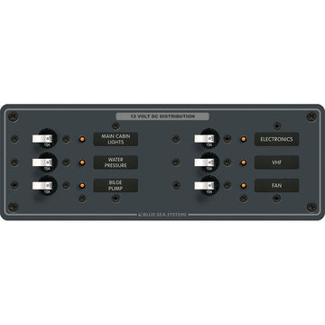 Blue Sea Systems 8096 6-Position DC Breaker Panel, White Switches, 12/24V