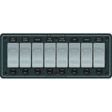 Blue Sea Systems Contura Water Resistant 8-Position DC Panel, Slate Grey, 90A