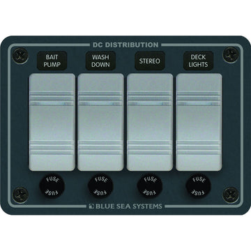 Blue Sea Systems 8262 Waterproof Panel, 4-Position, 12/24V DC, Slate Grey