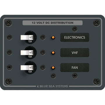 Blue Sea Systems 8025 Traditional Metal DC 3-Position Breaker Panel, 12/24V