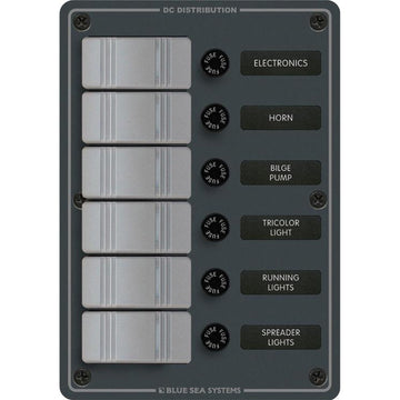 Blue Sea Systems 8053 6-Position Vertical DC Electrical Panel, Slate Grey