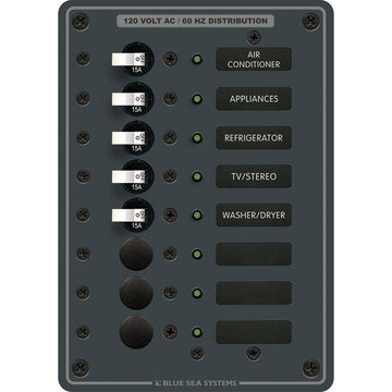 Blue Sea Systems 8059 AC 8-Position Toggle Circuit Breaker Panel, 120V
