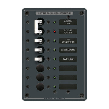 Blue Sea Systems 8027 AC Main +6 Position Breaker Panel, 120V AC, White Switches