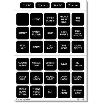 Blue Sea Systems Waterproof DC Square Format Label Set, 60-Pack