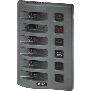 Blue Sea Systems 4306 WeatherDeck 6-Position DC Fuse Panel, IP67