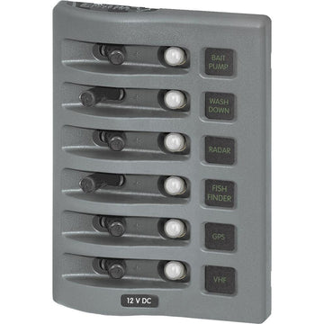 Blue Sea Systems WeatherDeck 12V DC Waterproof 6-Pos Circuit Breaker Panel