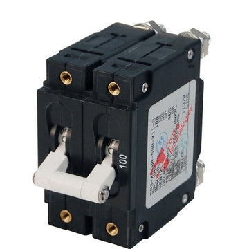 Blue Sea Systems C-Series White Toggle Circuit Breaker, Double Pole 100A AC