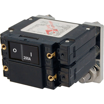 Blue Sea Systems C-Series Flat Rocker Circuit Breaker, Double Pole, 200A 80V DC
