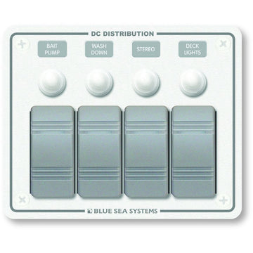 Blue Sea Systems 8272 4-Position Water Resistant Circuit Breaker Panel, Horizontal Mount, White