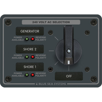 Blue Sea Systems 8361 AC Rotary Switch Panel, 3 Pole, 65A