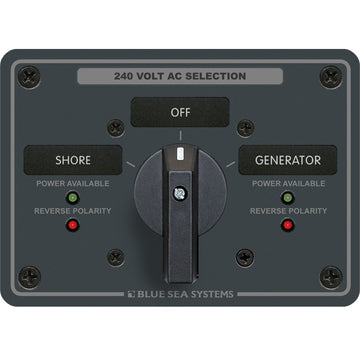 Blue Sea Systems 8363 AC Rotary Switch Panel, 65A 3-Pole with 2 Positions + OFF