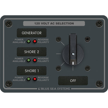 Blue Sea Systems AC Rotary Switch Panel, 30A, 3 Positions + OFF, 2 Pole