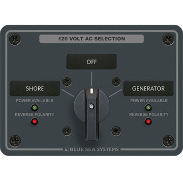 Blue Sea Systems AC Source Selection Rotary Switch Panel, 30A 120V AC