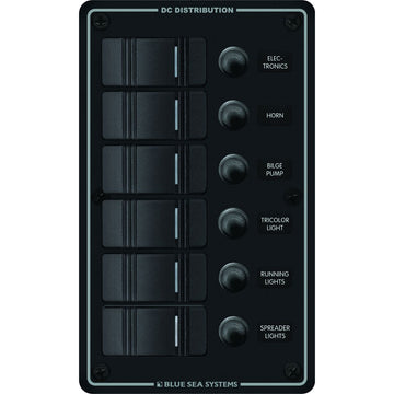 Blue Sea Systems Water Resistant Circuit Breaker Panel, 6 Position, DC, IP66
