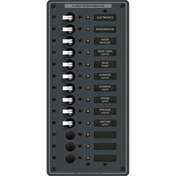 Blue Sea Systems 8376 DC 13 Position Vertical Panel, 12/24V 100A