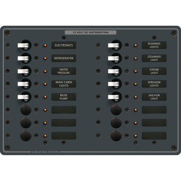 Blue Sea Systems 16-Position DC Branch Circuit Breaker Panel, 12/24V 100A