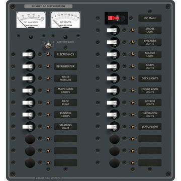 Blue Sea Systems 8380 DC Main + 22 Position Circuit Breaker Panel, 12/24V 100A