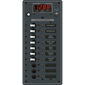 Blue Sea Systems 8402 10-Pos DC Breaker Panel w/Digital Multimeter, 12/24V
