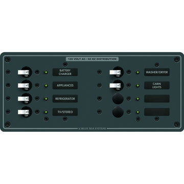 Blue Sea Systems 8411 AC 8-Position Panel, 120V 100A